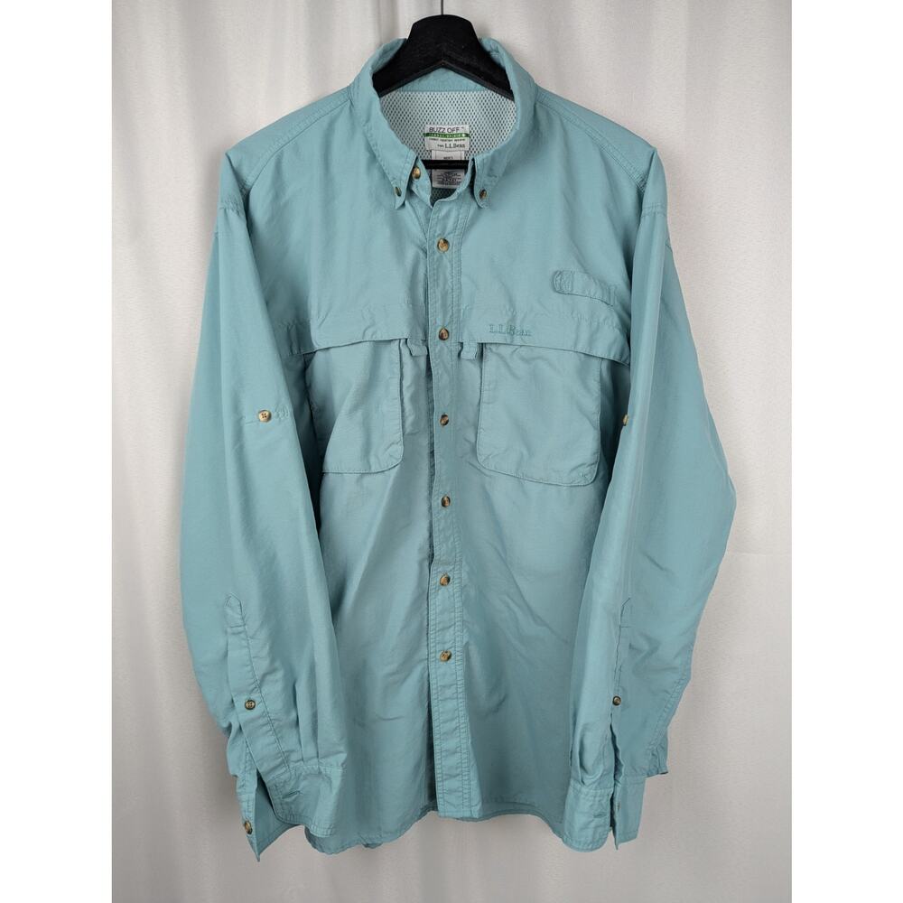 Vintage L.L. Beam Buzz Off Insect Repellent Shirt Green Size‎ L